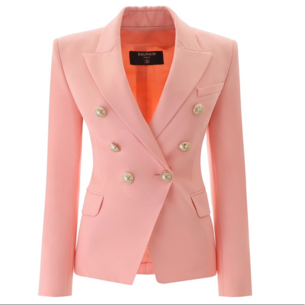NEW! Balmain Classic Double Breasted Blazer Pink TF17110167L